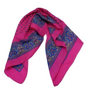 Ted Lapidus Pink Blue Medallion Paisley Polyester Scarf 31” Square
